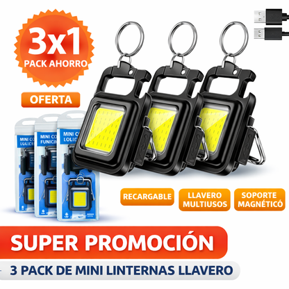 3x1 en Linterna Llavero Mini LED