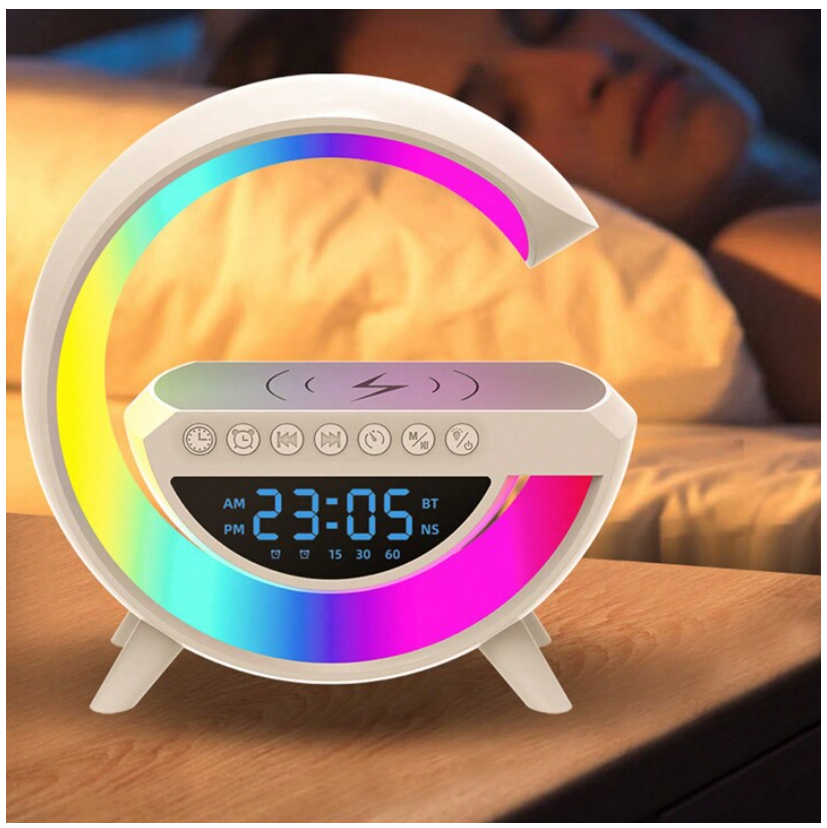 Altavoz Bluetooth G - Cargador inalámbrico + Lámpara LED + Reloj despertador