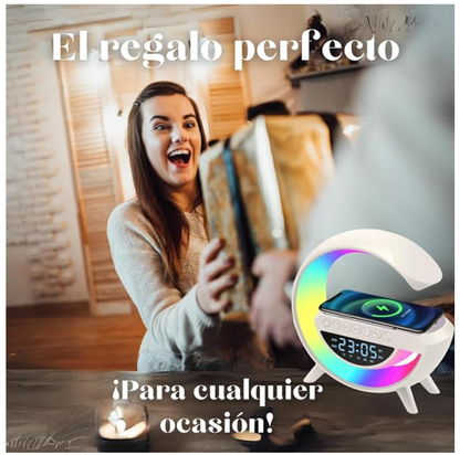 Altavoz Bluetooth G - Cargador inalámbrico + Lámpara LED + Reloj despertador