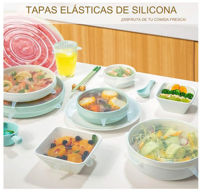 Set De 6 Tapas De Silicona Reutilizables