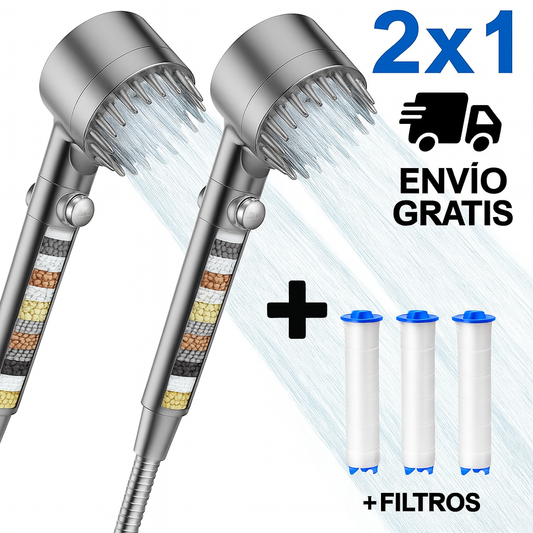 2x1 en Cabezal De Ducha De Alta Presión + 3 Filtros de regalo